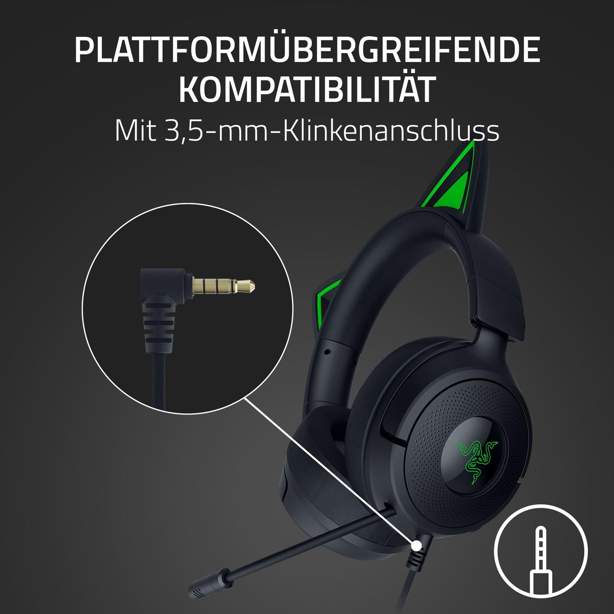 Razer Kraken Kitty V3 X - Wired Kitty Headset for Gaming - Iconic Kitty Ears - Weighs 270g - HyperClear Cardioid Microphone - Triforce 40mm Drivers - 3.5mm Jack | Black - RZ04-05350200-R3M1