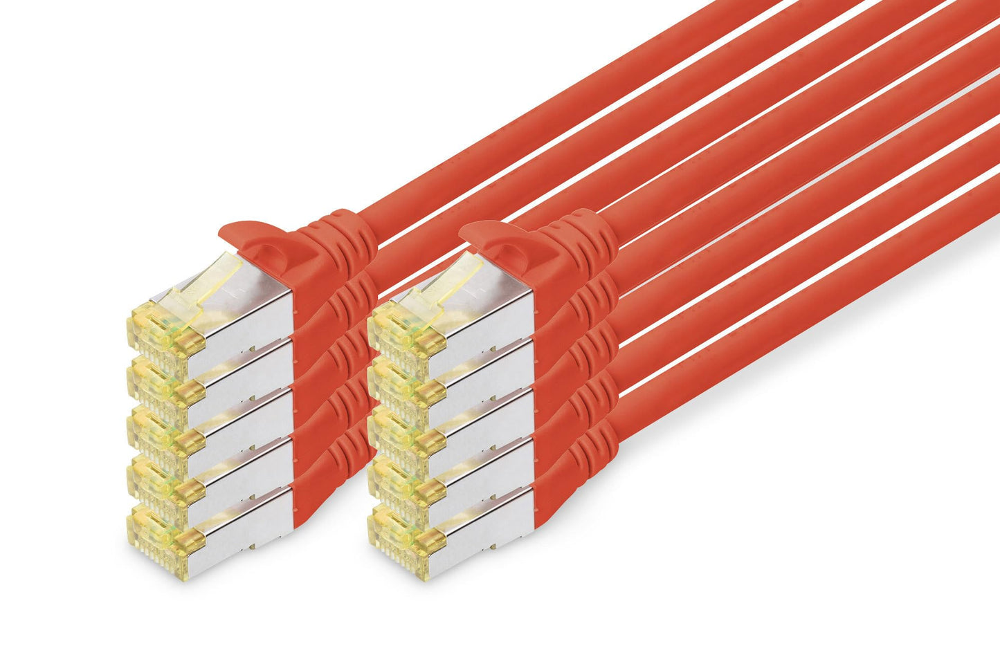 DIGITUS LAN cable Cat 6A – 2 m – 10 pieces – S/FTP shielded – red - DK-1644-A-020-R-10