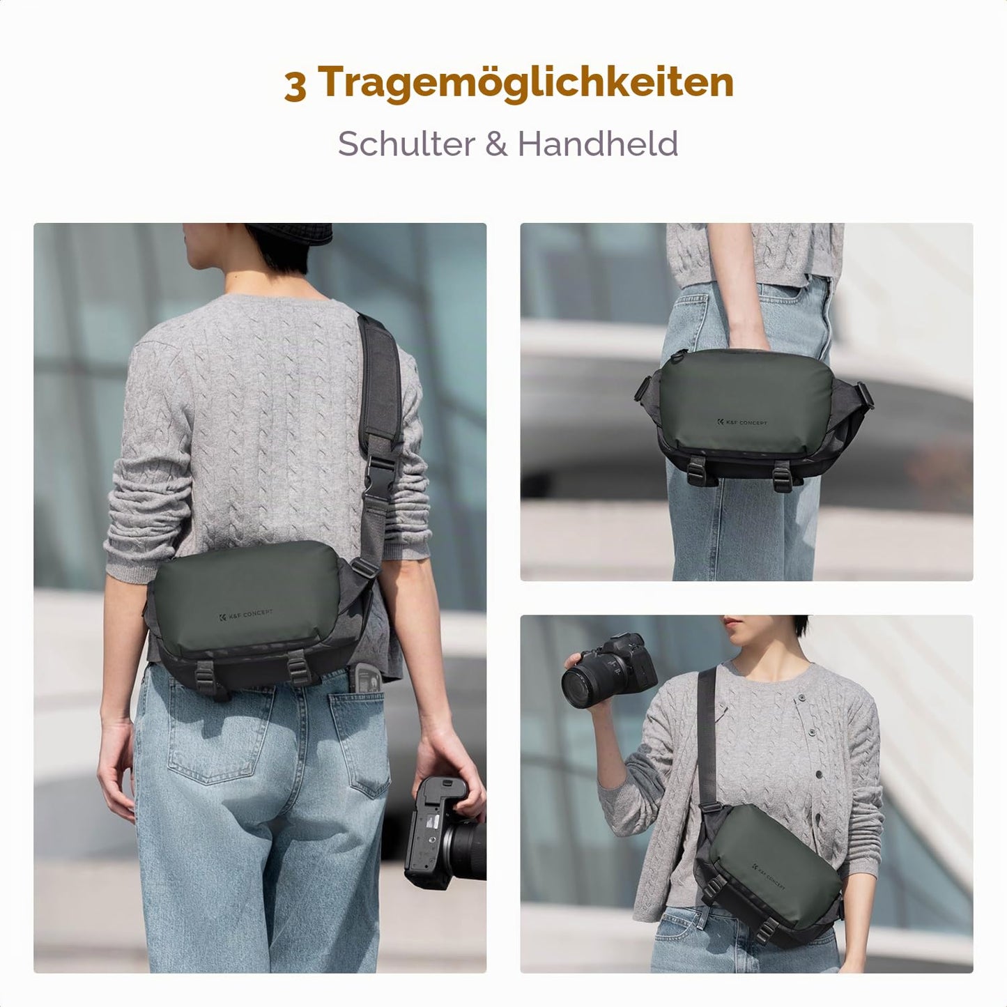 K&F CONCEPT Camera Bag Small, Camera Bag, Small Photo Bag for DSLR/SLR/Accessories, Simple Fashion Shoulder Bag - KF13.188V1