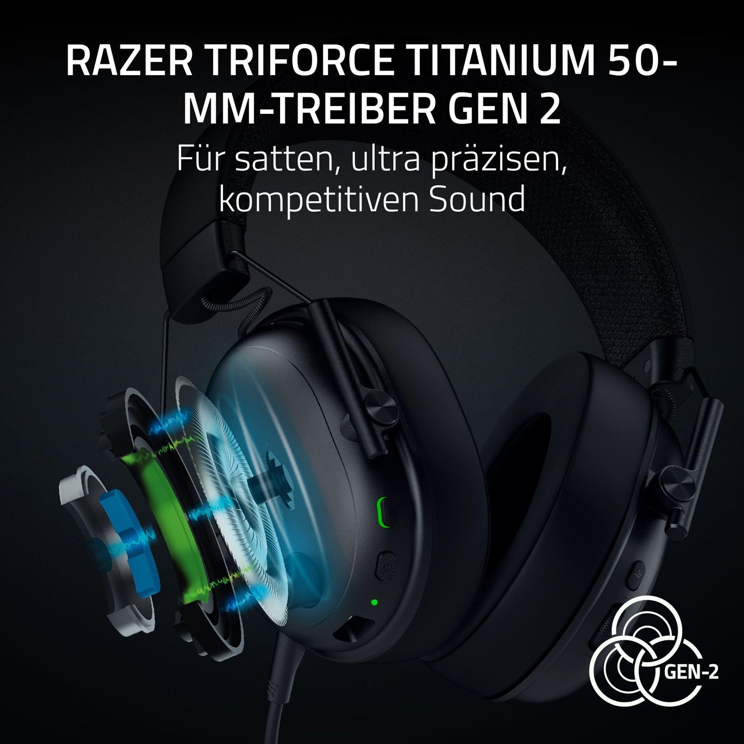 Razer BlackShark V3 - Wireless E-Sports Headset - Triforce 50mm Driver - Detachable Broadband Microphone - THX Spatial Audio - Wireless 2.4Ghz & Bluetooth - FPS Profiles - PC/Mac | Black - RZ04-05410100-R3M1