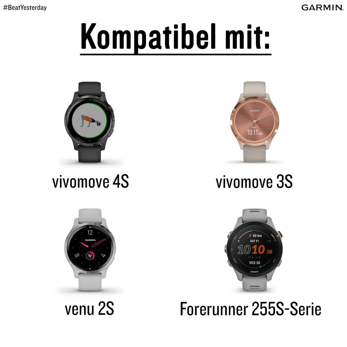 Brățară de schimb rapid Garmin 18 mm, silicon, bej - 010-12932-0D