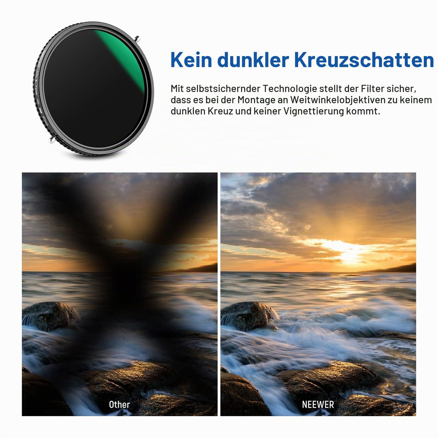 NEEWER 2 in 1 67mm variable ND filter ND2-ND32&CPL filter (circular polarizer) without X marking/30x nano-coated/HD optical glass/ultra-thin aluminum alloy frame/water-repellent/scratch-resistant - 10101185