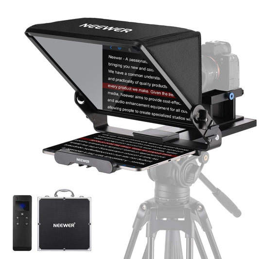 NEEWER Teleprompter X14 III with RT113 remote/app control, 45° tilt 14" beam splitter metal frame camera mount QR plate compatible with 501PL compatible with iPhone iPad DSLR no assembly
