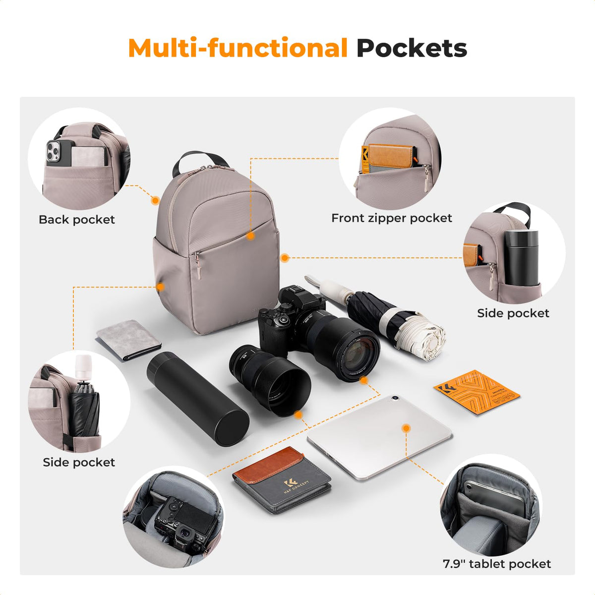 K&F CONCEPT Geantă pentru cameră, Geantă tip sling pentru cameră Rucsac foto mic - JPKF13.171V1US