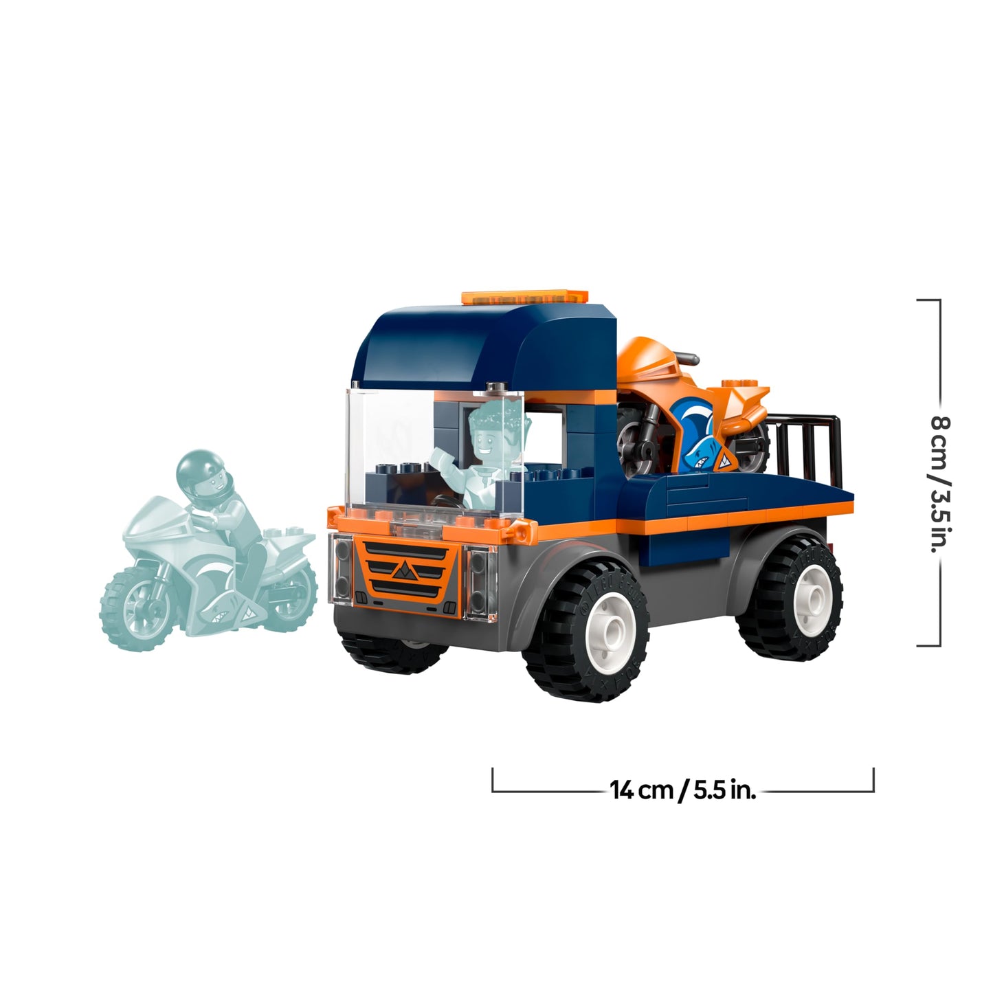 LEGO City Motorcycle Transporter - Toy to promote fine motor skills with transporter, 2 motorcycles, 2 minifigures, ramp and accessories - birthday gift for boys aged 4 and up - 60491