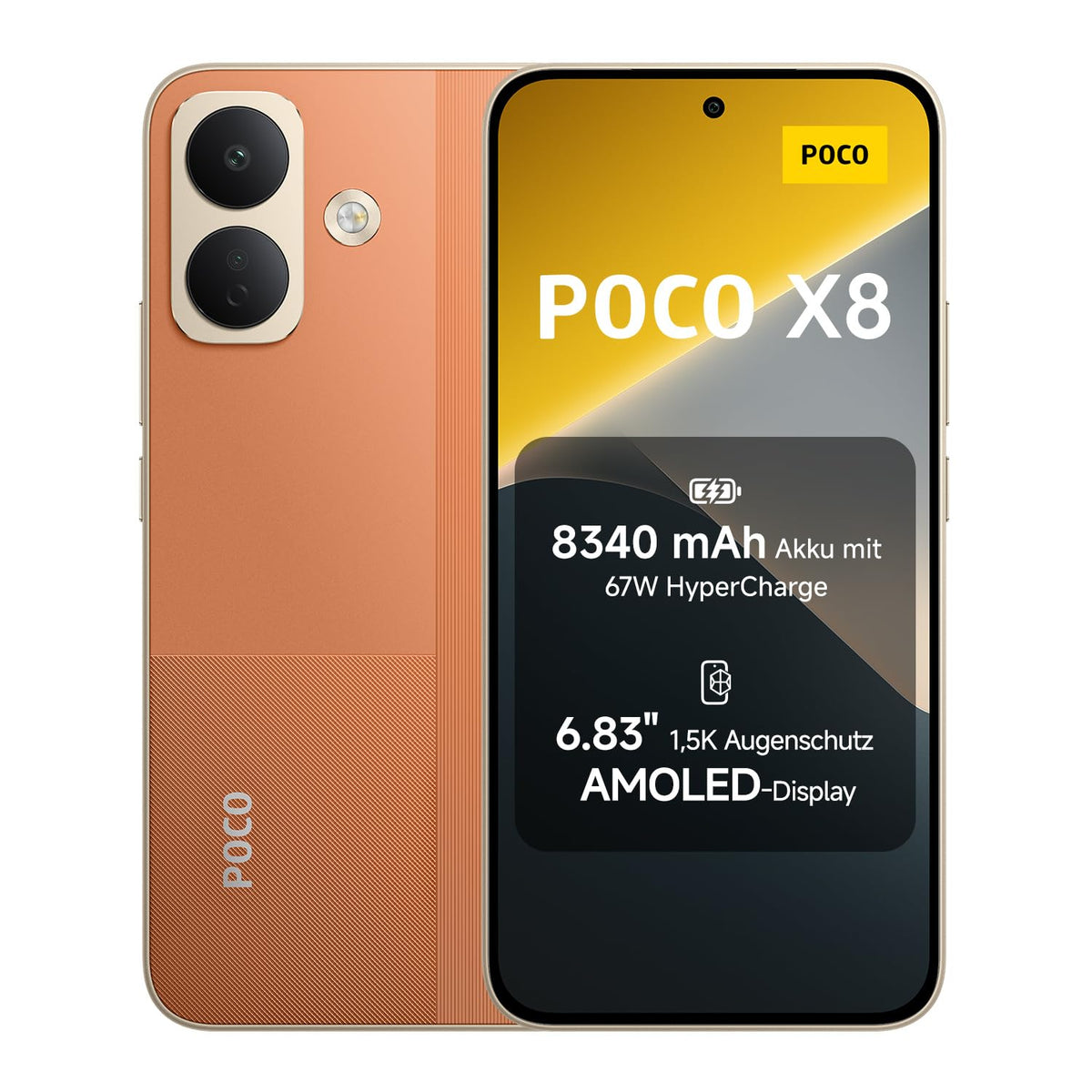 Xiaomi Poco X8, Smartphone 12+256 GB, Orange, 8340mAh Battery, 67W Charging