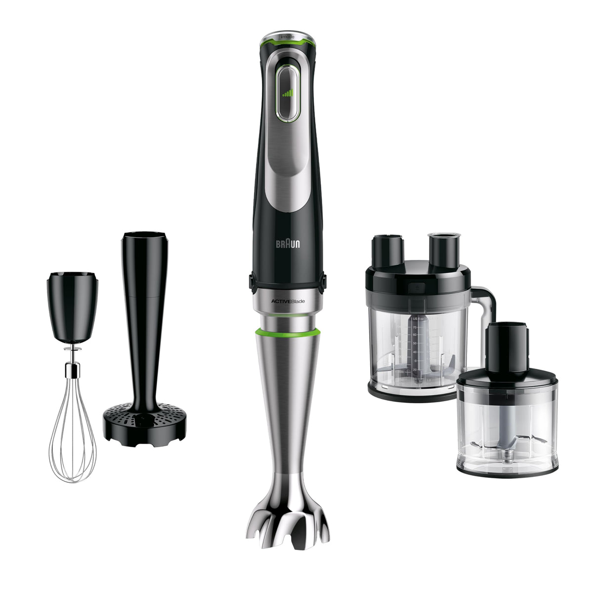 Braun MultiQuick 9 MQ 9187XLI - Electric Hand Blender with variable speed control, 4-piece accessory set, 1200 Watts, Black/Stainless Steel
