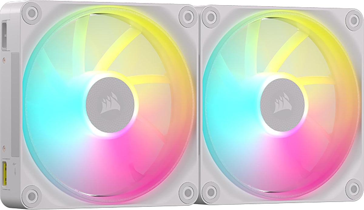 CORSAIR iCUE LINK LX140 RGB 140mm PWM Fan Double Pack – Two Light Rings – Includes iCUE LINK System Hub – CORSAIR AirGuide Technology – White - CO-9051032-WW