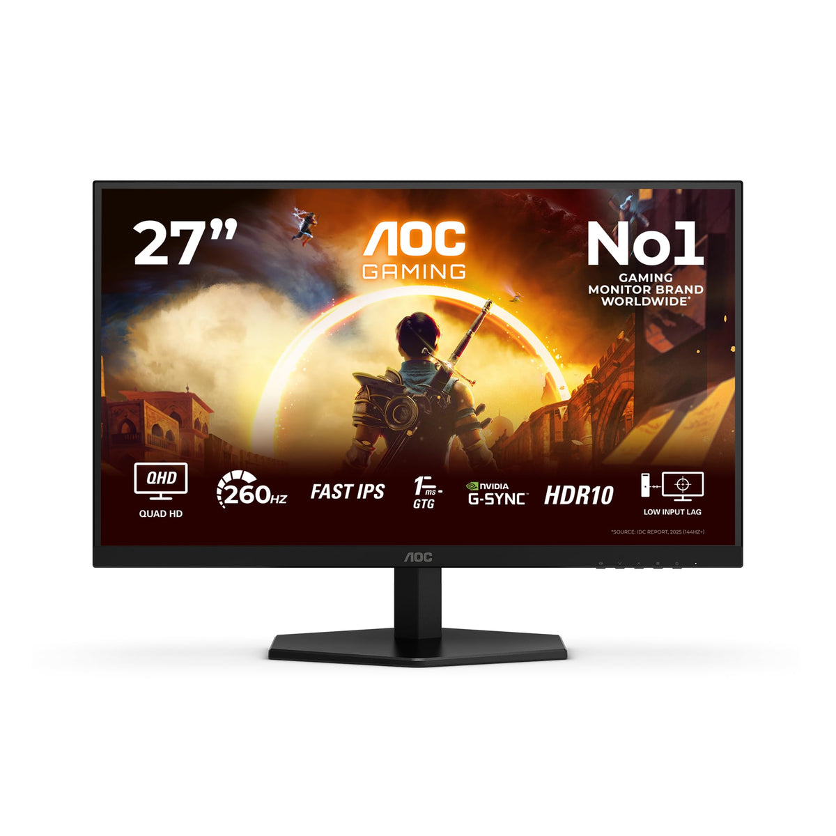 AOC Q27G42ZE 27-inch WQHD Gaming Monitor, 260Hz, Fast IPS Panel, 1ms GtG, HDR10, G-Sync Compatible, (2560x1440 HDMI 1x 2.0) Black