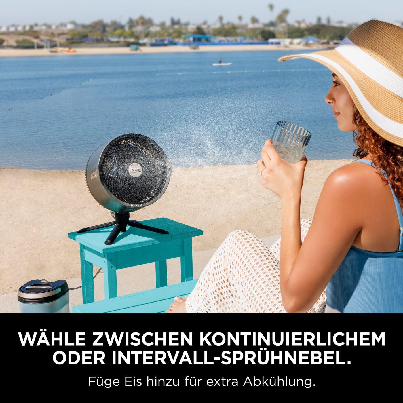 Shark FlexBreeze Pro Mist Cordless Indoor/Outdoor Fan with Spray System, Portable Spray Tank, 20m, Stand & Table Fan, 5 Speed Settings, Quiet, Remote Control, Anthracite FA300EU