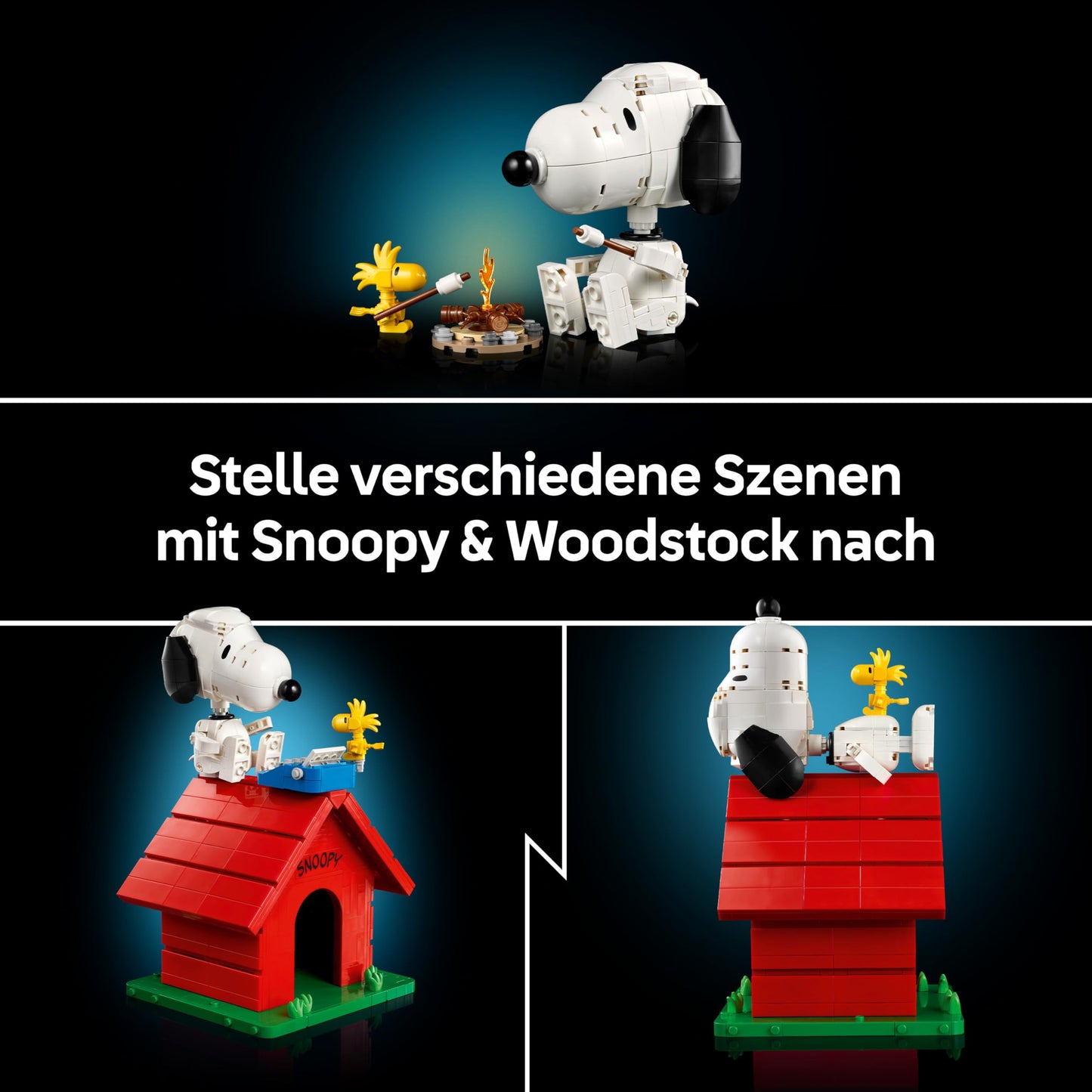 LEGO Ideas Peanuts: Snoopy's Doghouse - Model Building for Adults Snoopy and Woodstock Figures - DIY Decoration for Desk or Shelf - Gift Idea for Fans - 21368