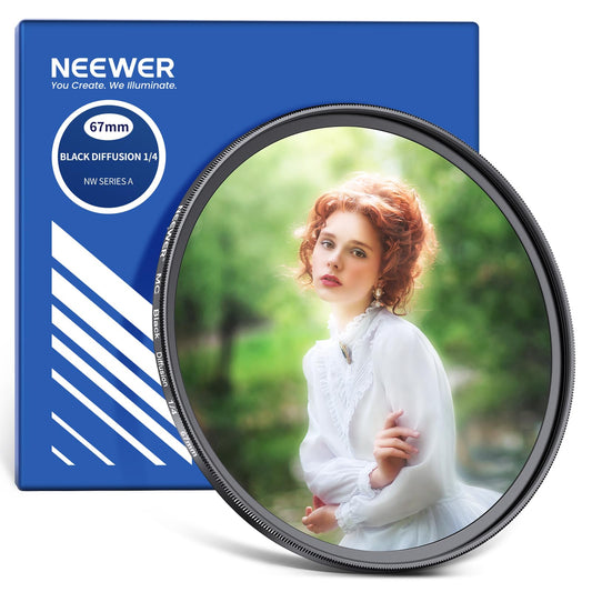 Filtru NEEWER Black Diffusion 1/4 de 67 mm pentru un efect de ceață cinematografică, filtru de sticlă optică de vis ultra-subțire cu focalizare moale cu nano-acoperire multiplă pentru fotografierea portretelor - B0DFWNKM1J