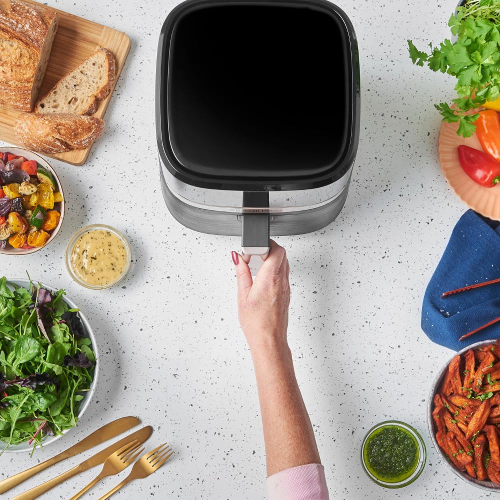 Russell Hobbs hot air fryer L 4.3L Rapid AirFryer [very small housing, very quiet, 9 programs] SatisFry (dishwasher safe, deep fryer without oil, touch screen, grilling, baking, roasting etc) 27610-56