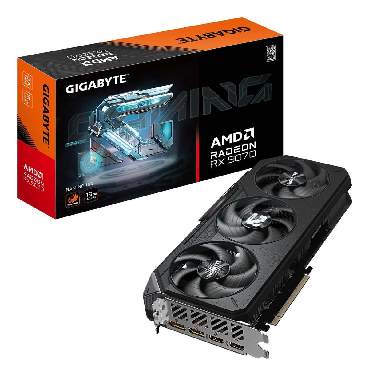 Gigabyte Radeon RX 9070 Gaming 16GB Graphics Card - 16GB GDDR6, 256bit, PCI-E 5.0, 2520 MHz Core Clock, 2 x DisplayPort, 2 x HDMI, GV-R9070GAMING-16GD