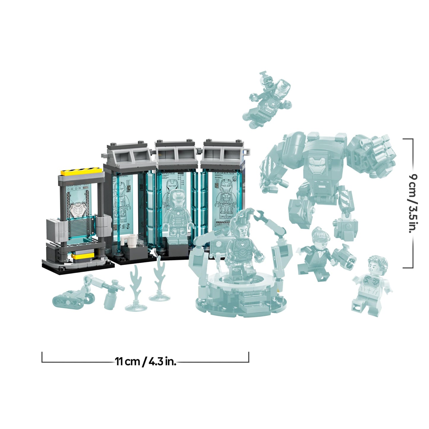 LEGO | Marvel Iron Man's Laboratory: Hall of Armors - Superhero toy with a mech figure, 5 minifigures including Aldrich Killian - Avengers gift for boys and girls aged 8 and over 76315