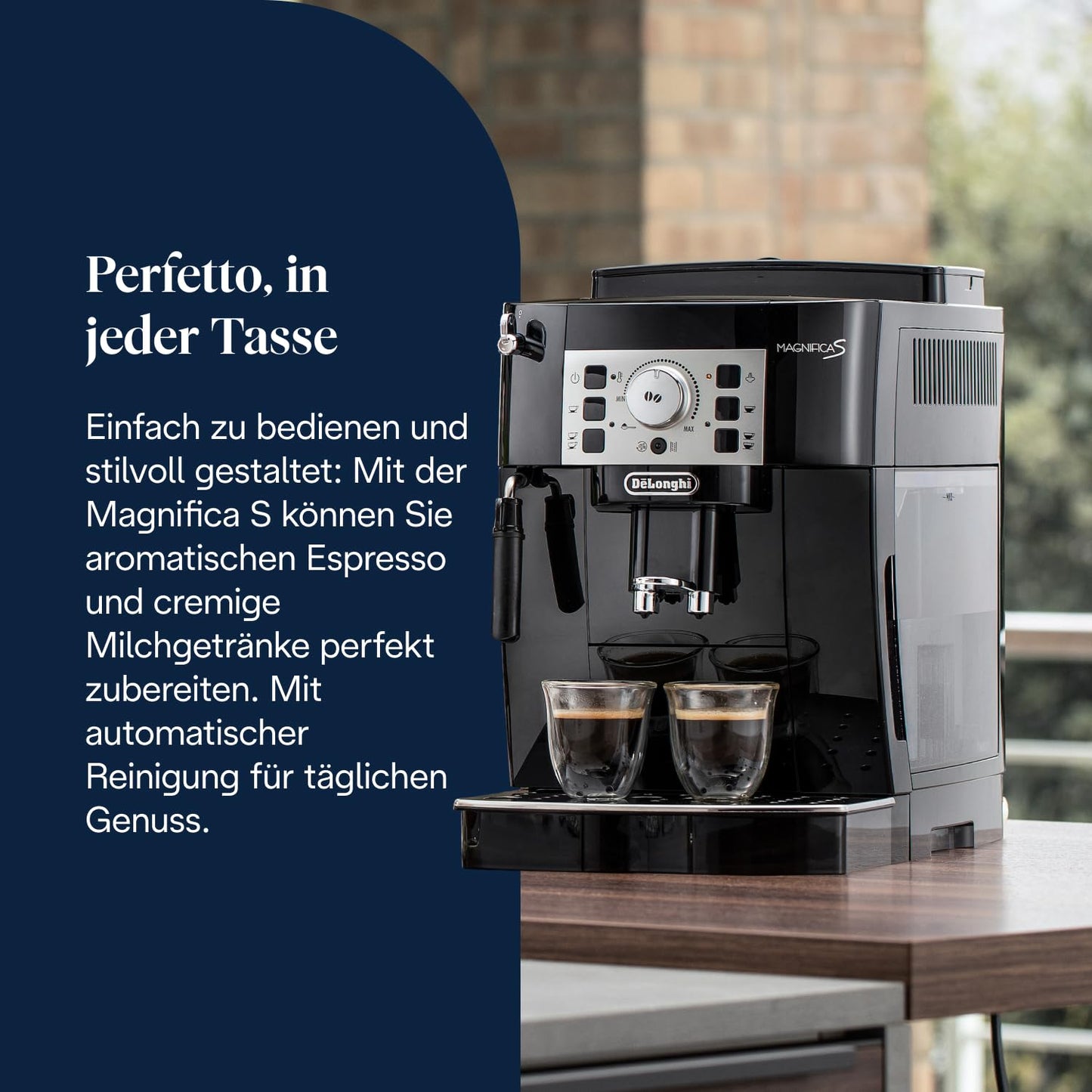 De’Longhi Magnifica S - Perfetto fully automatic coffee machine with classic milk frother, espresso and cappuccino coffee machine, control panel with buttons, black (ECAM22.110.B)