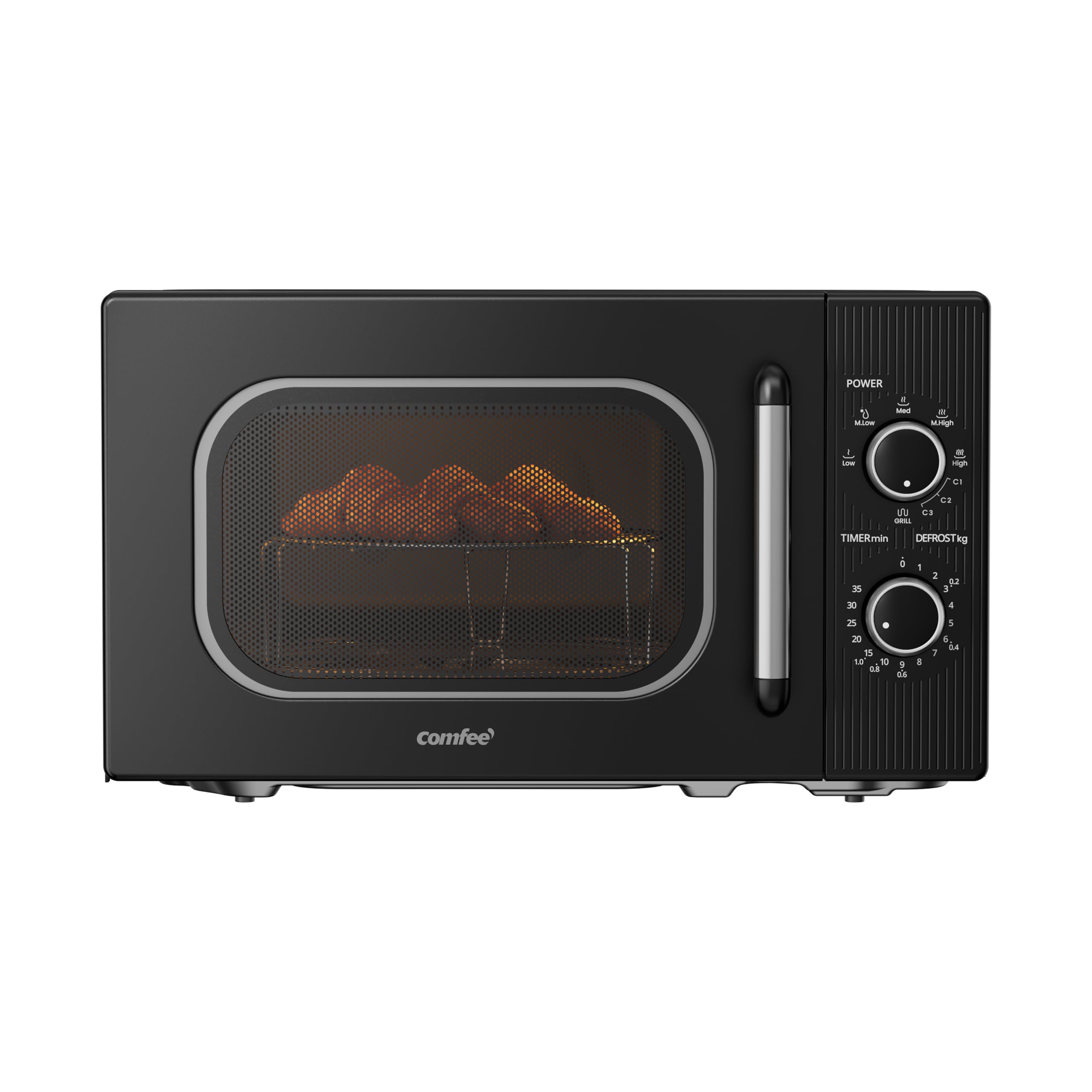 COMFEE' CMO-MG202NC(BK) microwave with grill, 20 liters, microwave 700 W, grill 1000 W, 5 power levels, grill function, timer 1-35 min, compact design, black