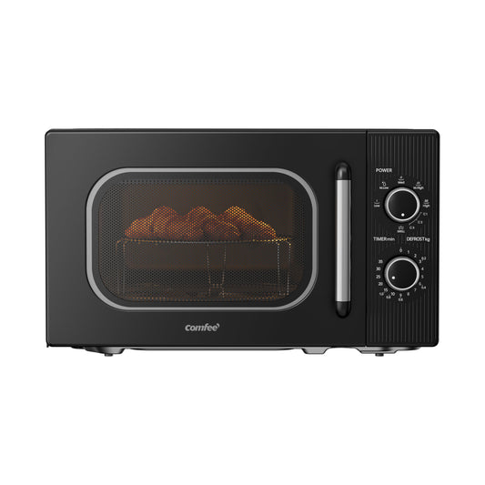 COMFEE' CMO-MG202NC(BK) microwave with grill, 20 liters, microwave 700 W, grill 1000 W, 5 power levels, grill function, timer 1-35 min, compact design, black