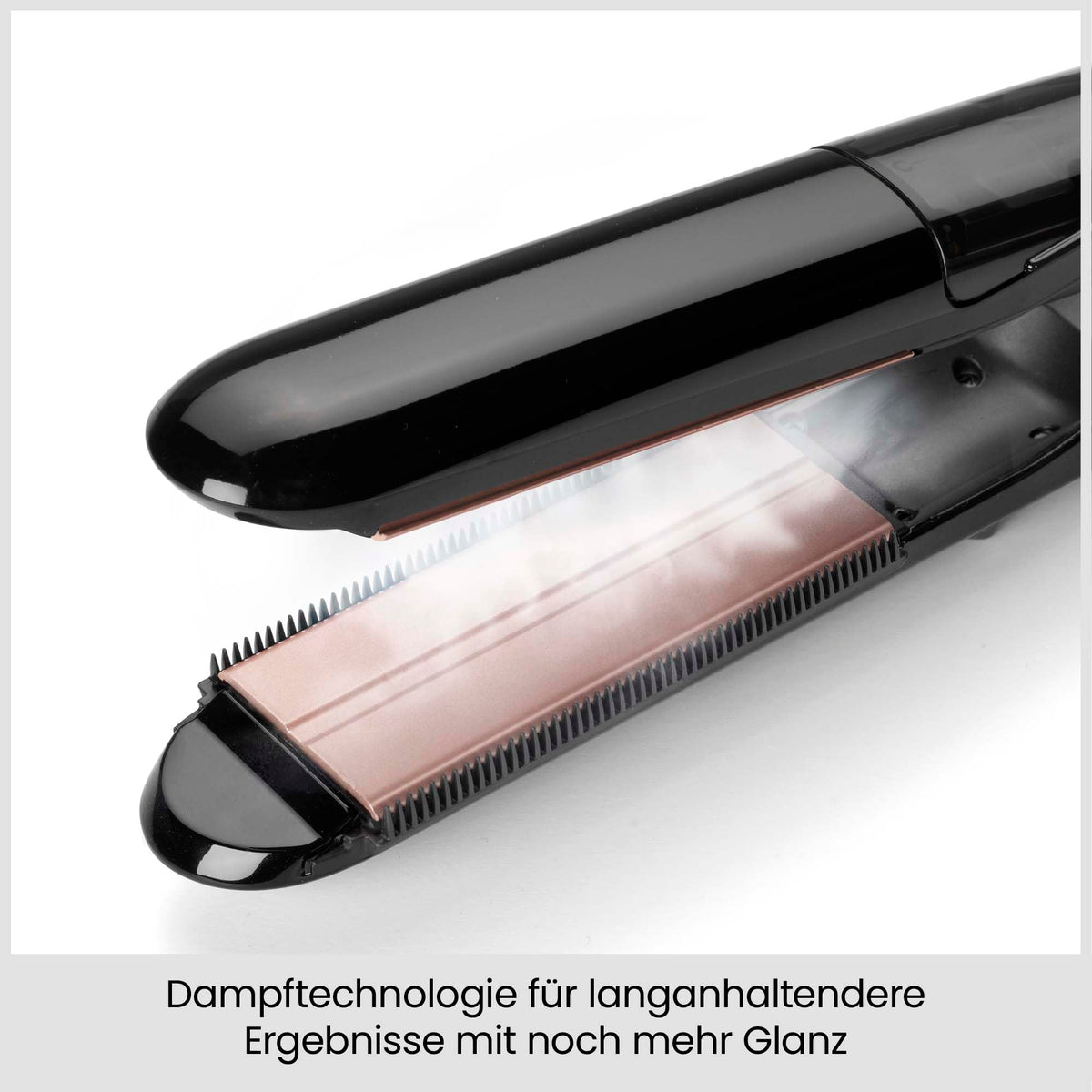 BaByliss Steam Smooth Îndreptător de păr, aparat de styling cu aburi, Negru | Plăci ceramice XL de 39mm, îndreptător pentru păr gros și lung, îndreptare anti-frizz, 5 niveluri de temperatură până la 230°C, ST493E - 997-81081