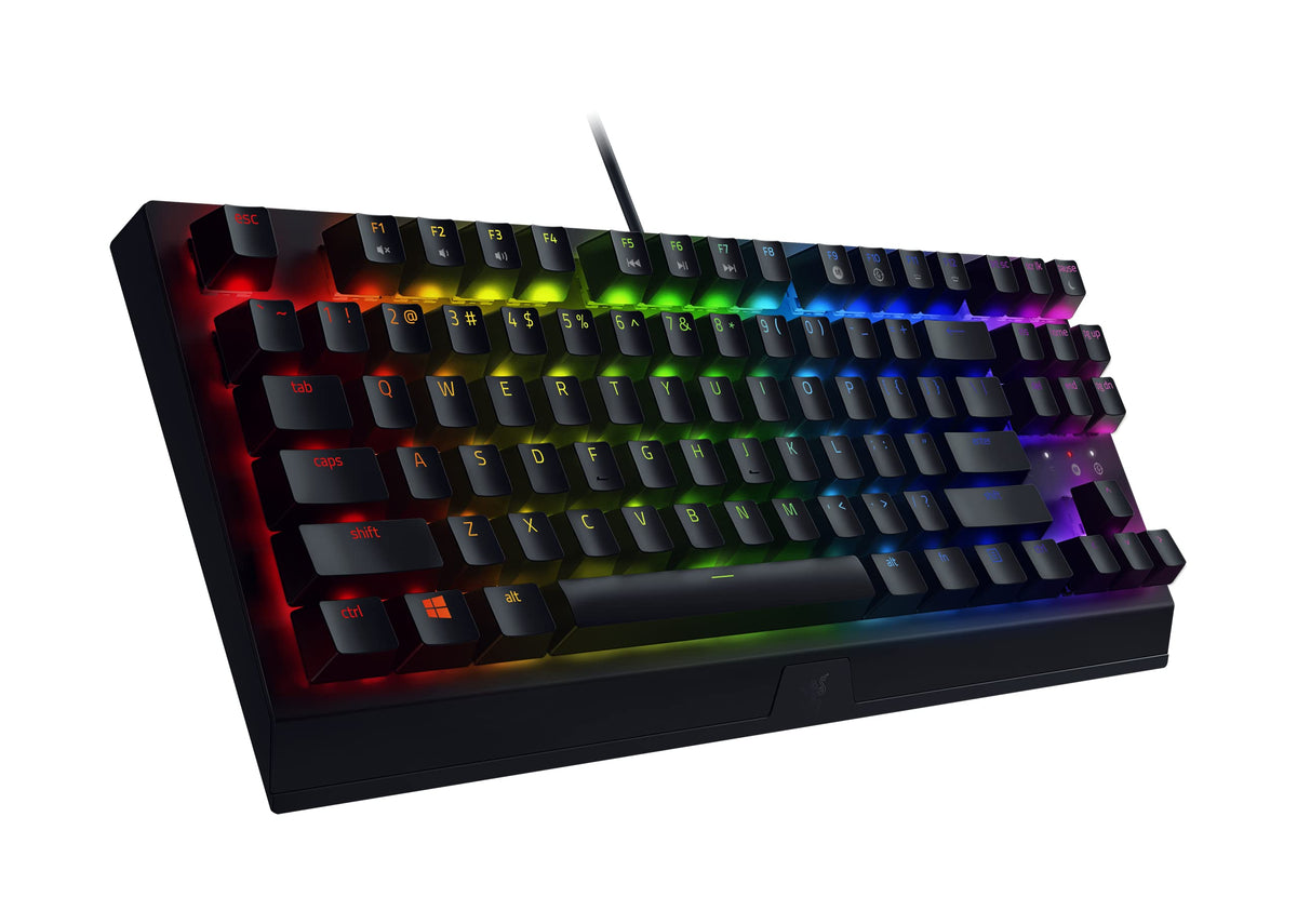 Razer BlackWidow V3 Tenkeyless (Green Switch) - Tastatur mecanică pentru gaming fără bloc numeric (Switch-uri mecanice clicante, compactă, taste complet programabile) QWERTZ DE-Layout | Negru - RZ03-03490400-R3G1