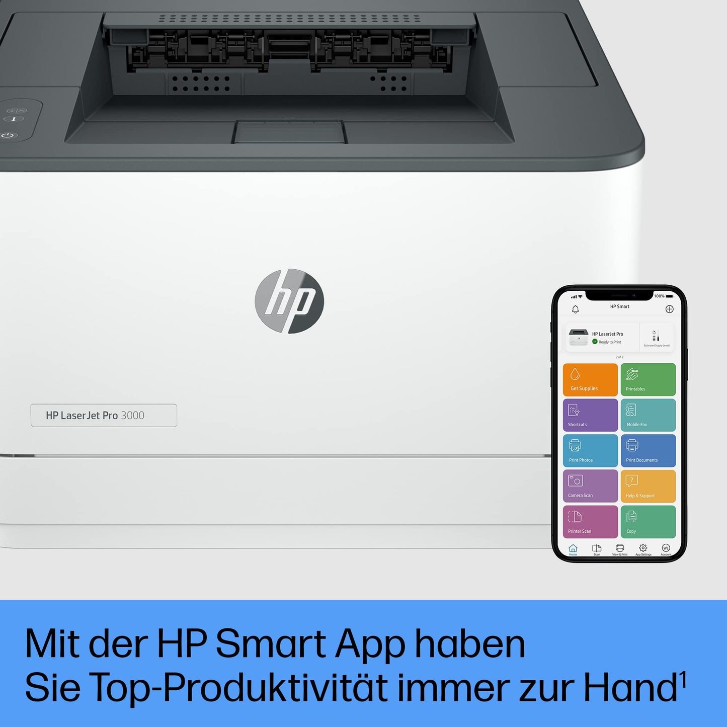 HP LaserJet Pro 3002dw Laser Printer, Automatic two-sided printing, Up to 33 A4 pages per minute, Hi-Speed USB, WiFi, Ethernet, Bluetooth, Smart App, Wolf Pro Security - 3G652F