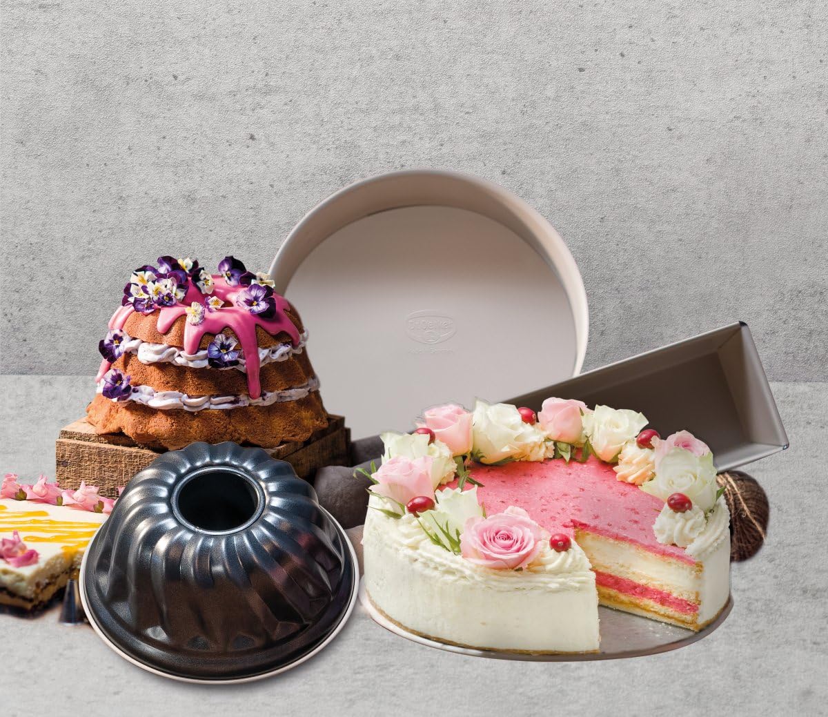 Dr. Oetker Baking Trend baking mold set - 3 pieces with springform pan, bundt cake pan and loaf pan, ceramic reinforced non-stick coating, heat-resistant up to 230°C, leak-proof - 4869