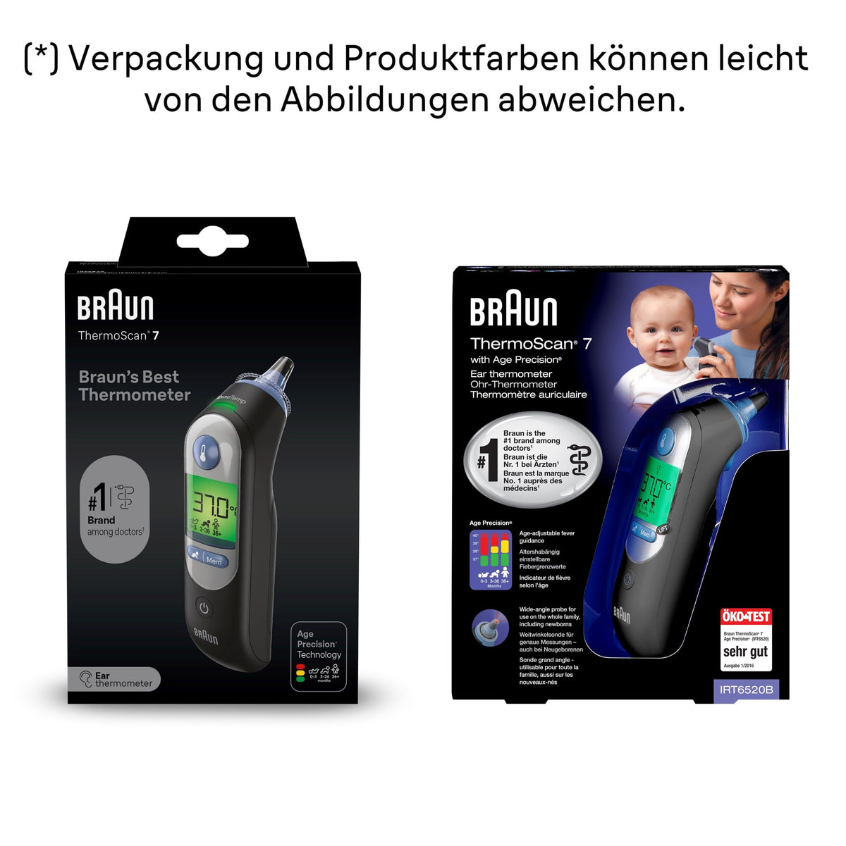 Braun ThermoScan 7 Ear Thermometer | Age Precision Technology | Color-Coded Digital Display | Baby and Toddler Friendly | The #1 Brand Among Doctors(1) - IRT6520BWE