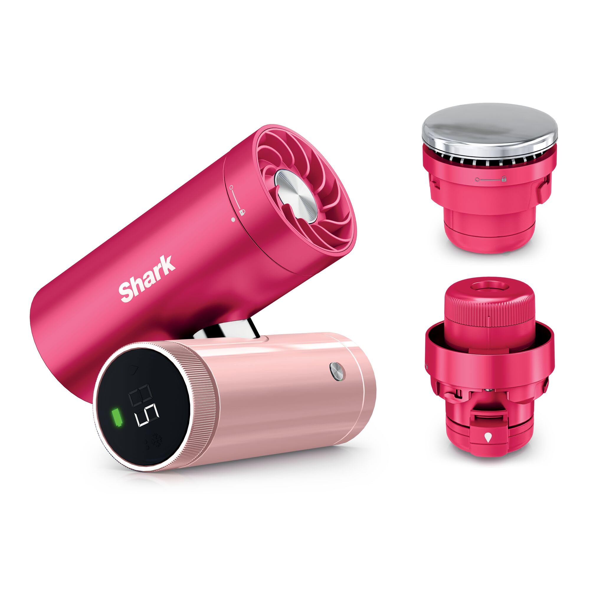 Shark ChillPill 3-in-1 High Speed Handheld Fan, Mist and InstaChill System, with 3 Cooling Attachments, Travel Friendly Design, Dragon Fruit FA022EUPK