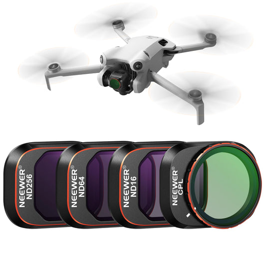 NEEWER ND and CPL Filter Set Compatible with DJI Mini 4 Pro, 4 Pack ND16 ND64 ND256 CPL Polarizer and Neutral Density Filter Drone Lens Accessories, Multi Coated HD Optical Glass/Aluminum Frame - 10103130