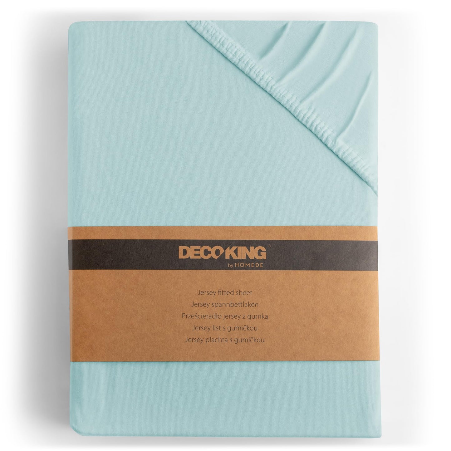DecoKing fitted sheets 200x220 220x240 cm 100% combed cotton light blue fitted sheets jersey box spring bed Amber 200 x 220 220 x 240