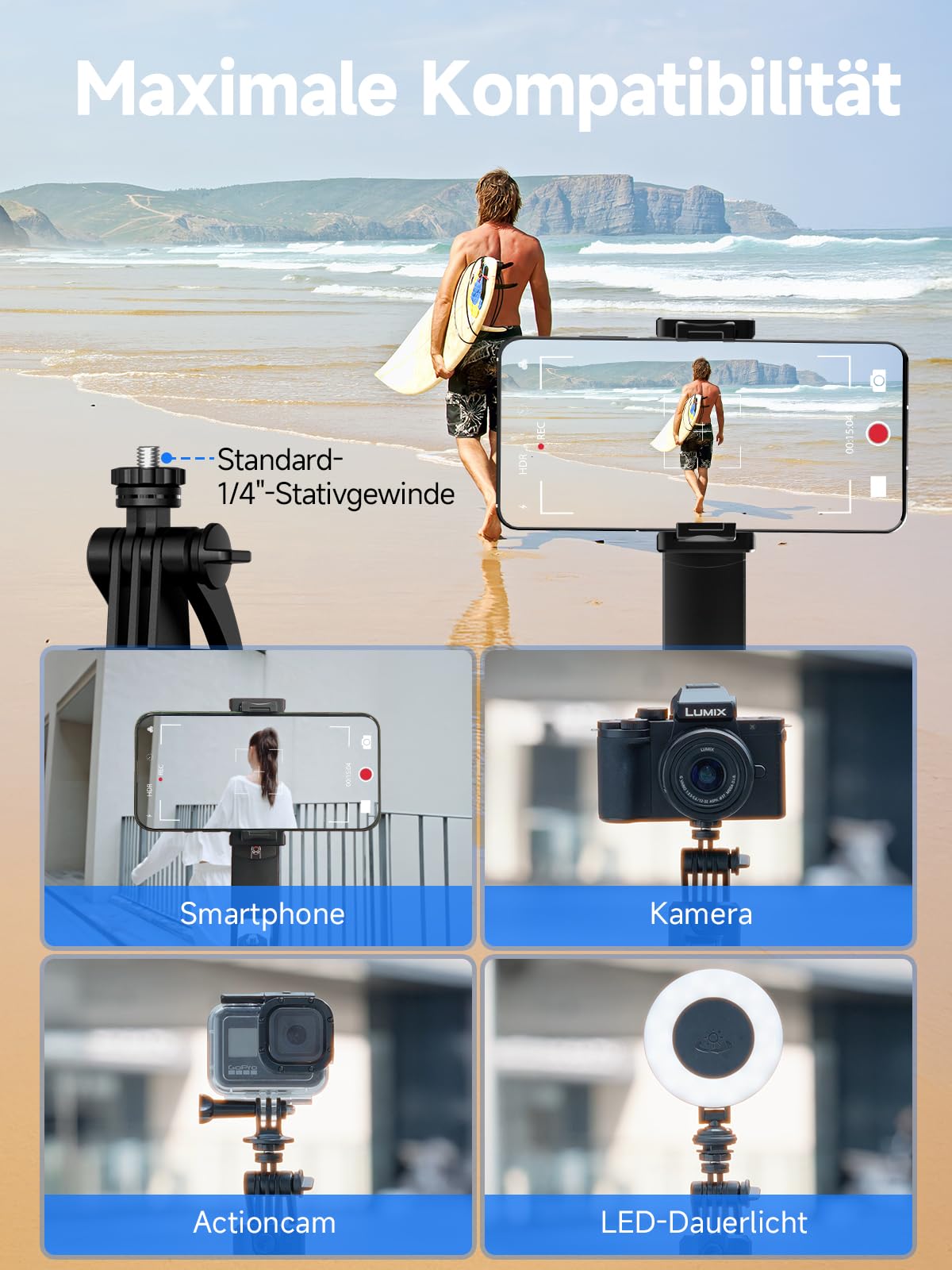 Rollei Easy Creator Quadpod mobile phone tripod with automatic tracking - 23152