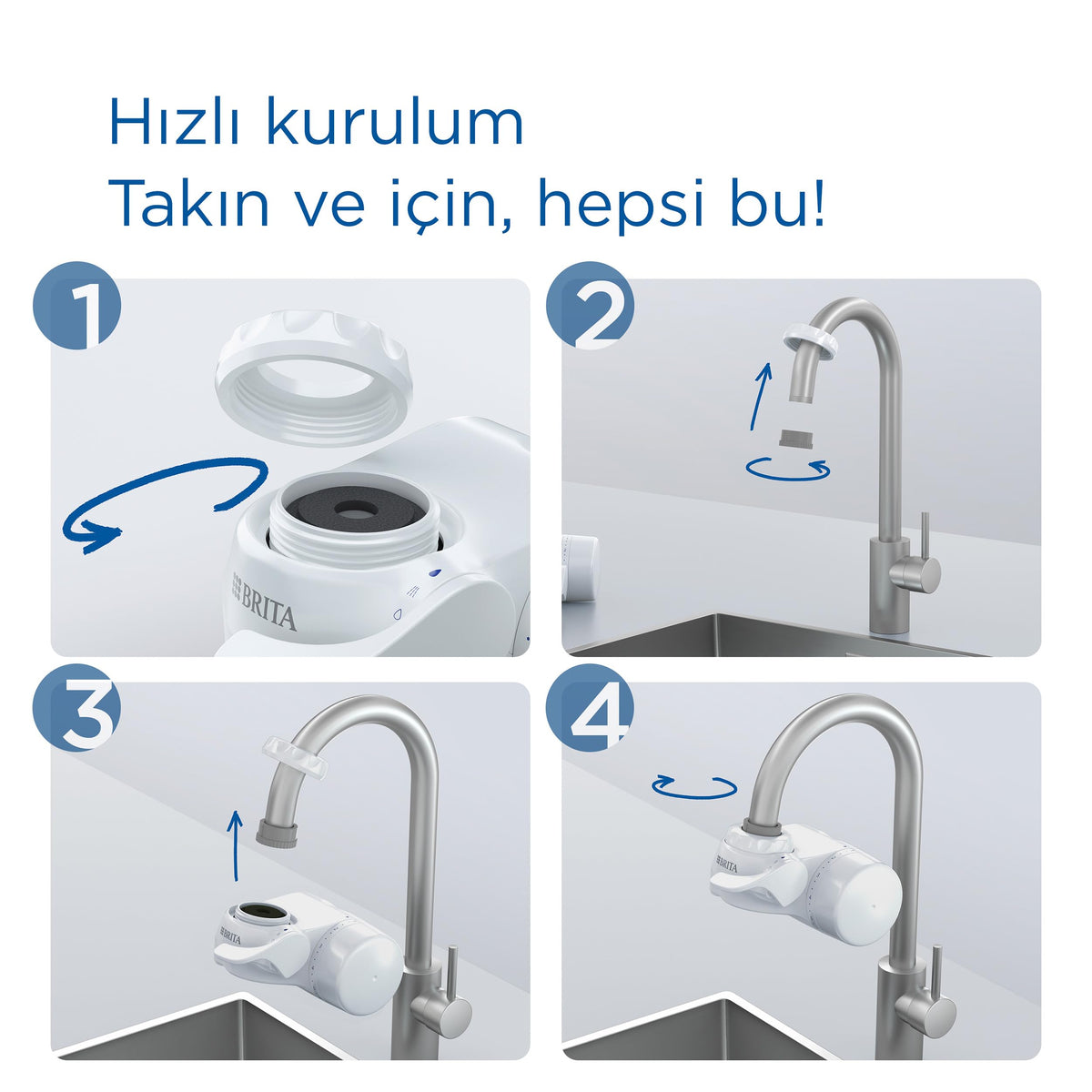 BRITA ON TAP V water filter system, including 1 cartridge: Sustainable and great-tasting water straight from the tap, reduces microparticles, PFAS, metals, and taste-affecting substances. - 1052067