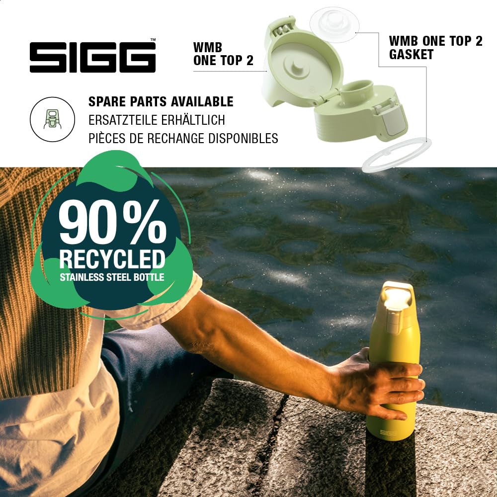 SIGG - Insulated drinking bottle - Thermos bottle Shield Therm One Eco Green carbonated drinks - Leak-proof - Dishwasher safe - BPA-free - 90% recycled stainless steel - Light green - 1L - 6021.60