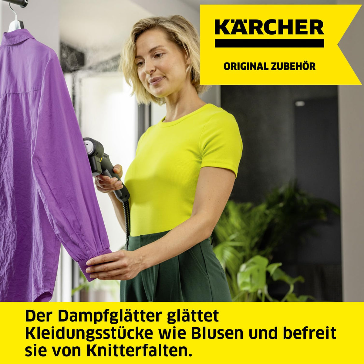 Kärcher steam iron for all ironable garments and home textiles such as curtains or pillowcases, for smoothing with steam and refreshing, original accessory for Kärcher steam cleaners. - 2.863-332.0