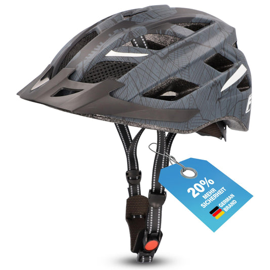 Fischer adult bicycle helmet, cycling helmet, city helmet Urban Plus Brooklyn, L/XL, 58-61cm, blue, with integrated LED rear light - 50450