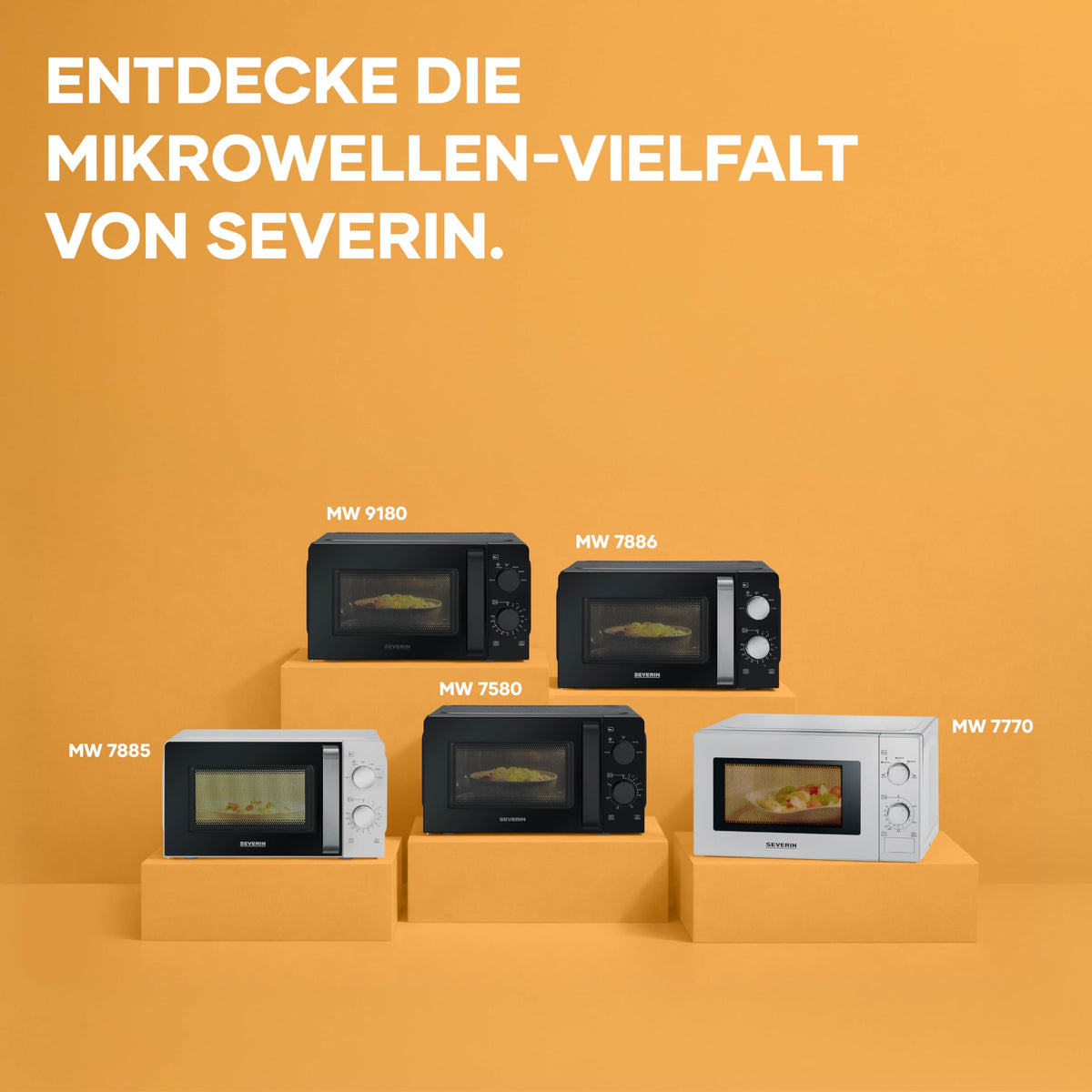SEVERIN Solo Microwave, Inverter, Defrosting and Heating, 6 Power Levels with Defrost Function, Microwave Oven with Turntable for Even Heat Distribution, 19L, 700W, Black, MW 7580