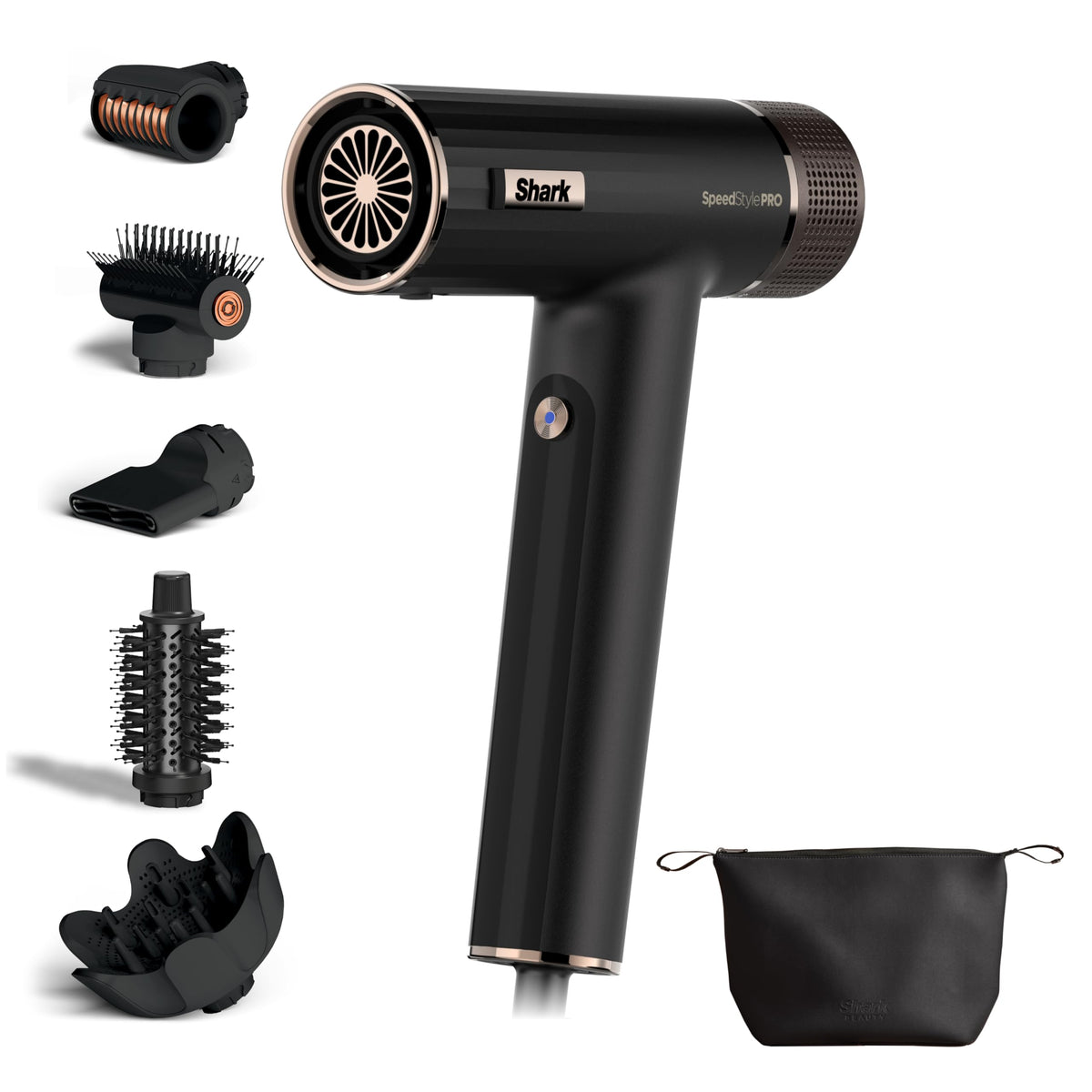 Shark SpeedStyle Pro Uscător de păr, Negru HD752EU, 5 accesorii, HD752EU