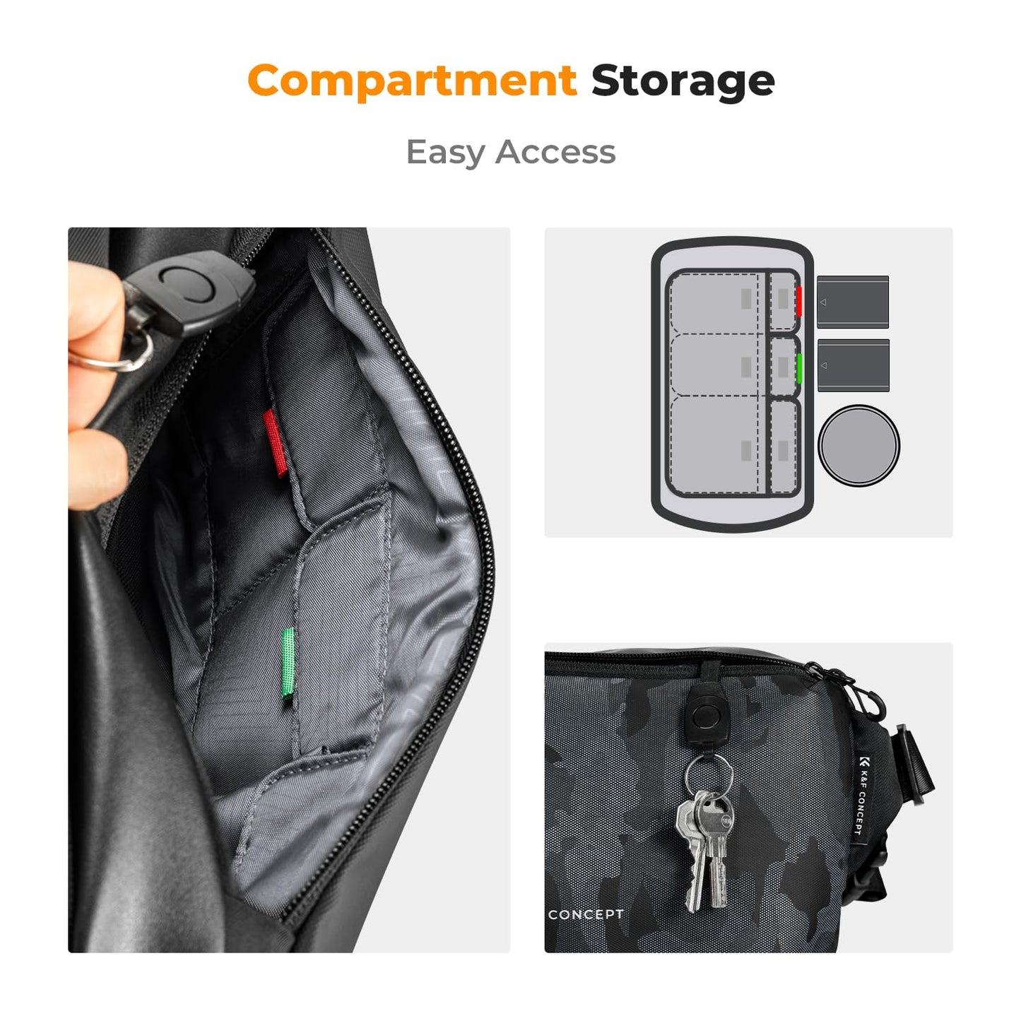 K&F CONCEPT Camera Backpack Shoulder Bag Square Bag Bags for Photographers Camera Rectangle Case Compatible with Canon/Nikon/Sony/DJI Mavic Drone Backpack - JPKF13.157V4US