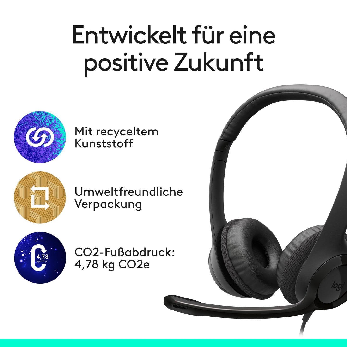 Logitech H390 Wired Headset for PC/Notebook, Stereo Headphones with Noise Canceling Microphone, Stereo, Wired Controls, Works with Chromebook - BLACK - 981-001576