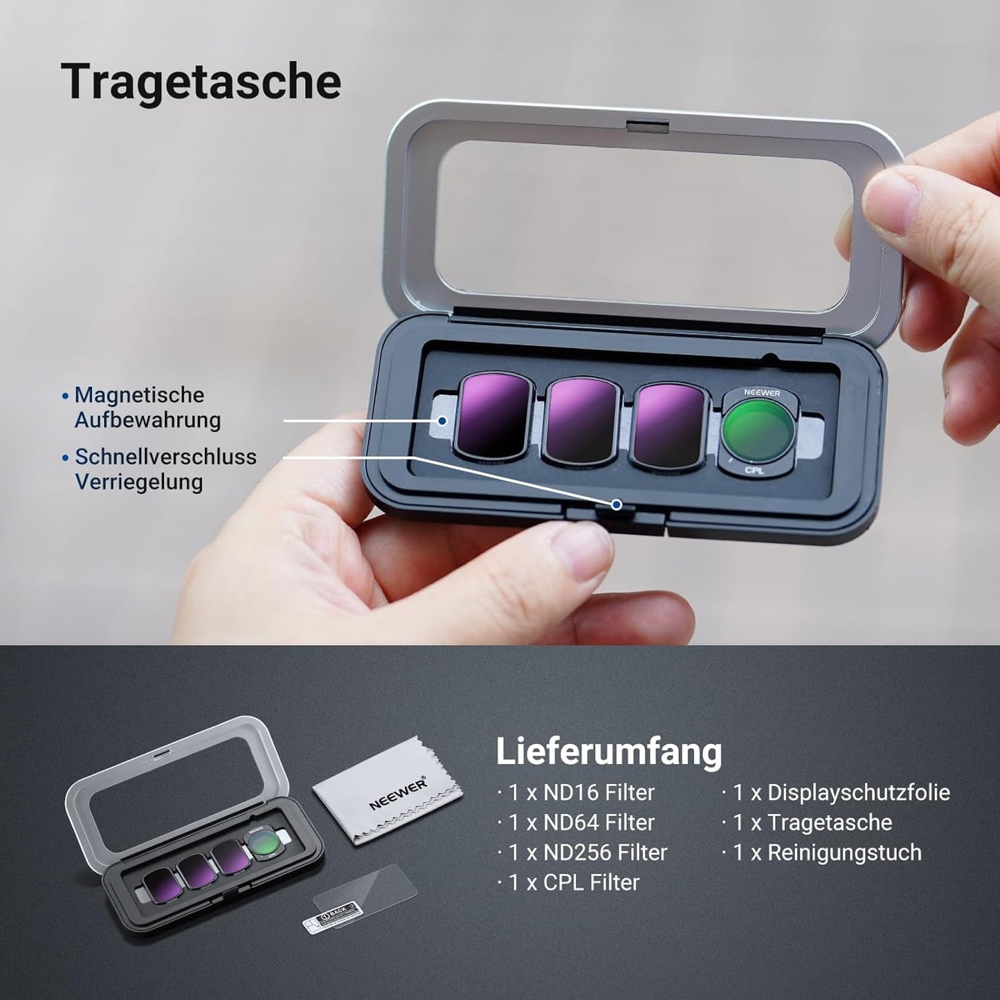 NEEWER ND and CPL filter set compatible with DJI Osmo Pocket 3 4 Xtra Muse - FL-C58