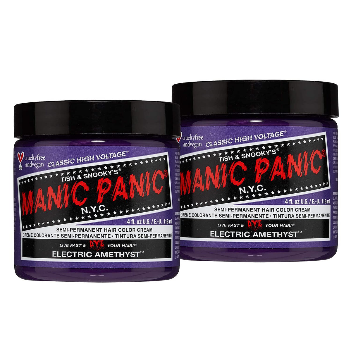 Manic Panic Electric Amethyst Classic Cream Semi-Permanent Hair Color Purple 2 x 118ml - HCR