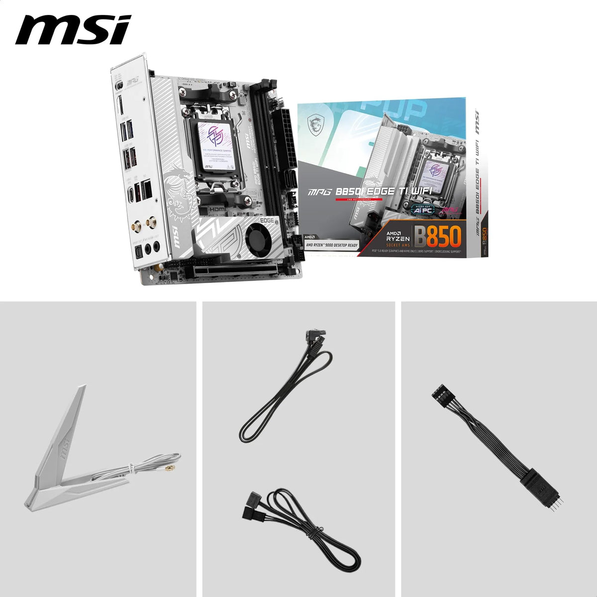 MSI MPG B850I Edge TI WiFi Motherboard, ATX - Supports AMD Ryzen 9000/8000/7000 processors, AM5-90A SPS VRM, DDR5 Memory Boost (8200+MT/s OC), PCIe 5.0 x16, M.2 Gen5, Wi-Fi 7, 5G LAN