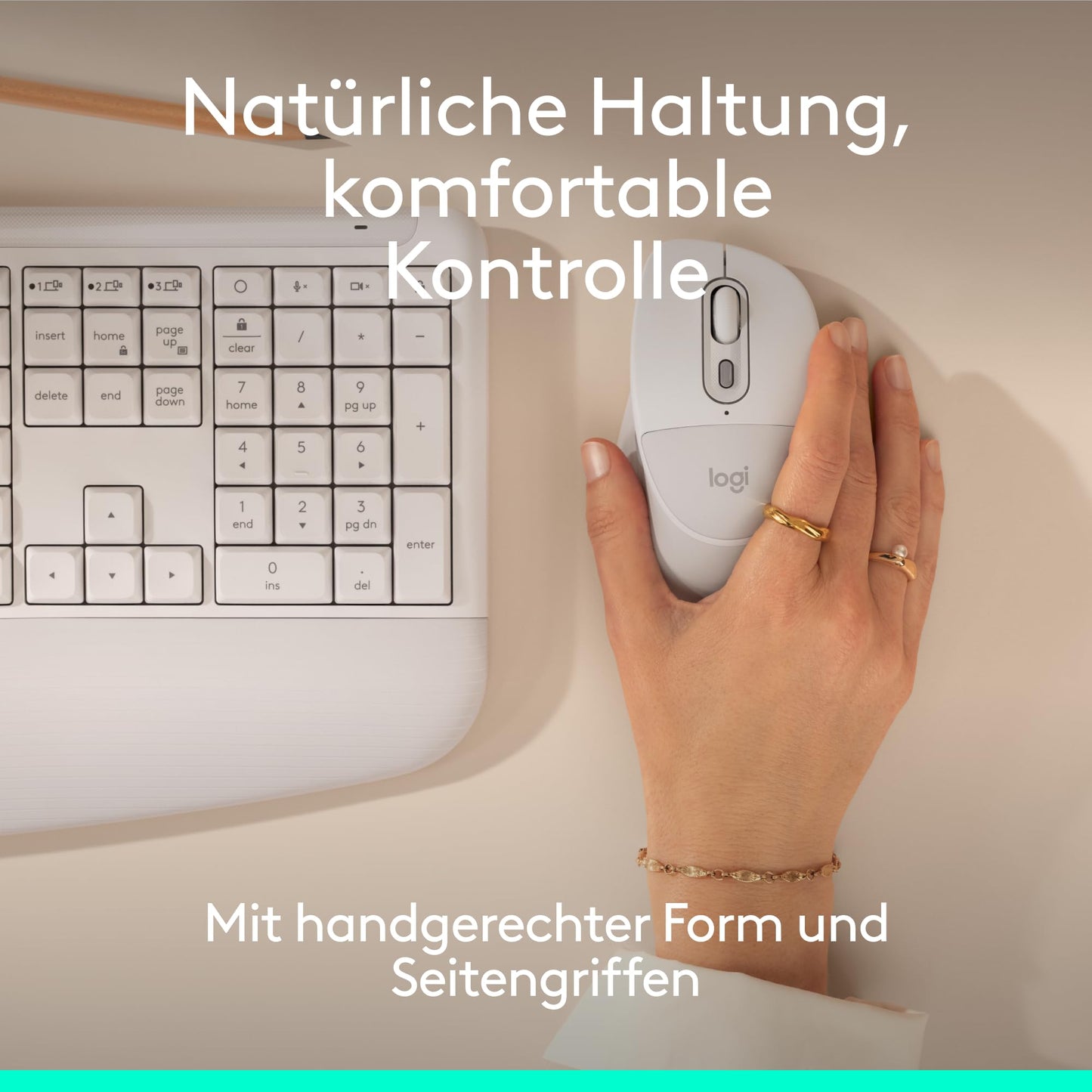 Logitech Signature Comfort Plus M850 L Wireless Mouse, Bluetooth Mouse with Palm Cushion, Silent Clicks, 24 Month Battery, Customizable Buttons, for Windows, Mac, iPad - White - 910-007716