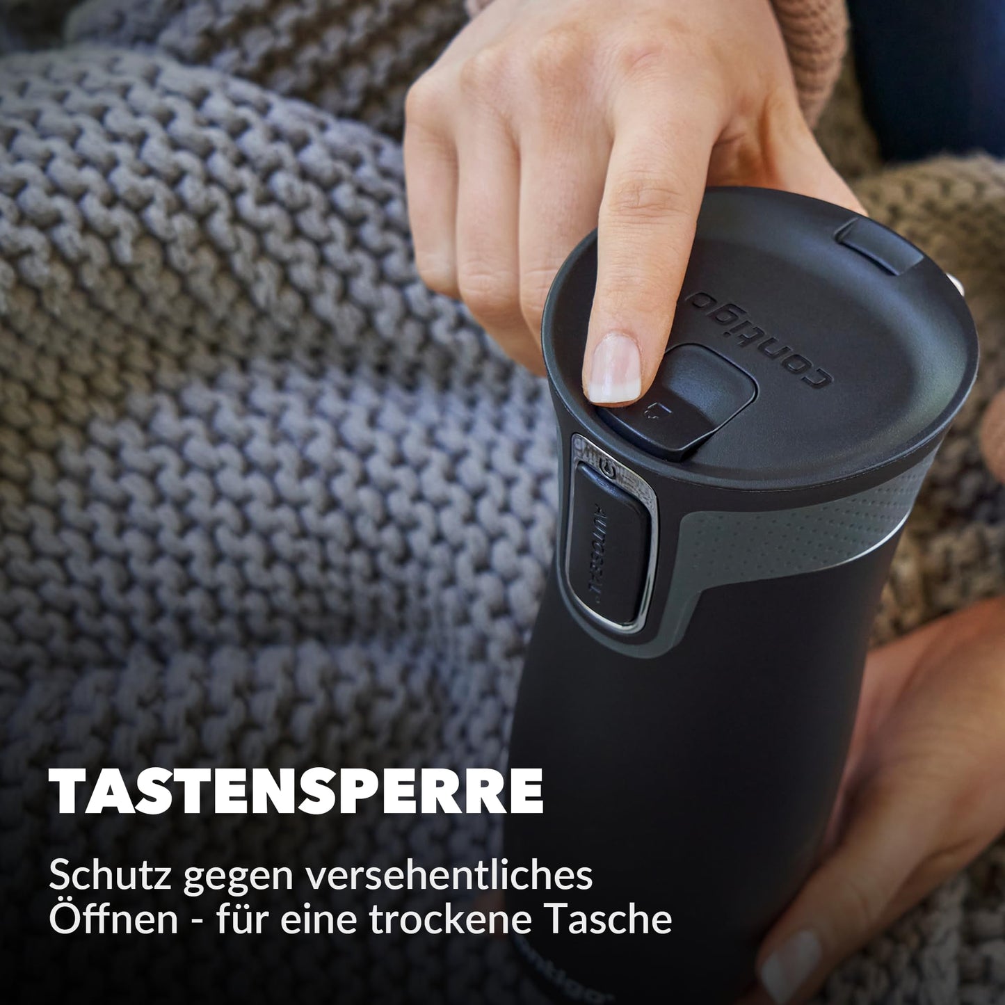 Contigo thermo mug West Loop Autoseal, stainless steel insulated mug, travel mug, coffee mug to go, leak-proof, 100% leak-proof, keeps hot for up to 5 hours/cold for 12 hours, 470 ml, BPA free, Monaco - 2095799