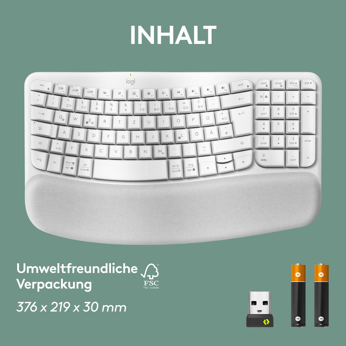 Logitech Wave Keys wireless ergonomic keyboard (White) - 920-012284