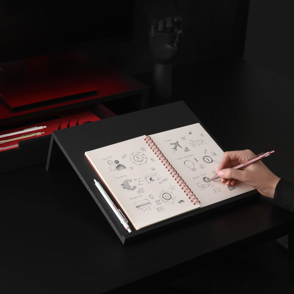 rOtring 600 Ballpoint Pen | Medium Tip | Black Ink | Pearl White Barrel | Refillable - 2183890