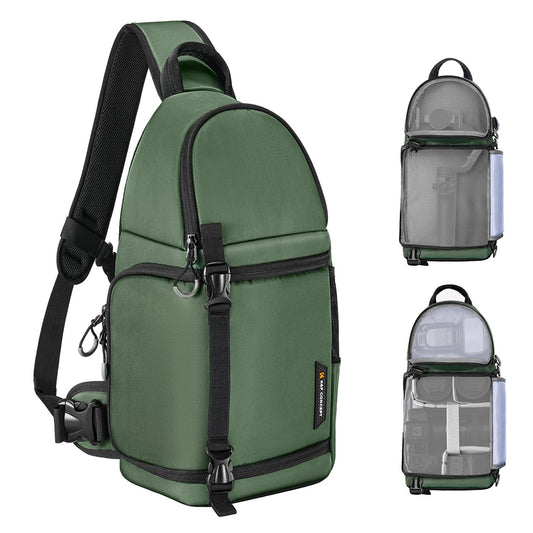 K&F CONCEPT Camera Shoulder Bag, Waterproof Camera Bag, Photography Daily Travel Camera Bag, Bags Photographer Photo Backpack, Green - AU-KF13.141