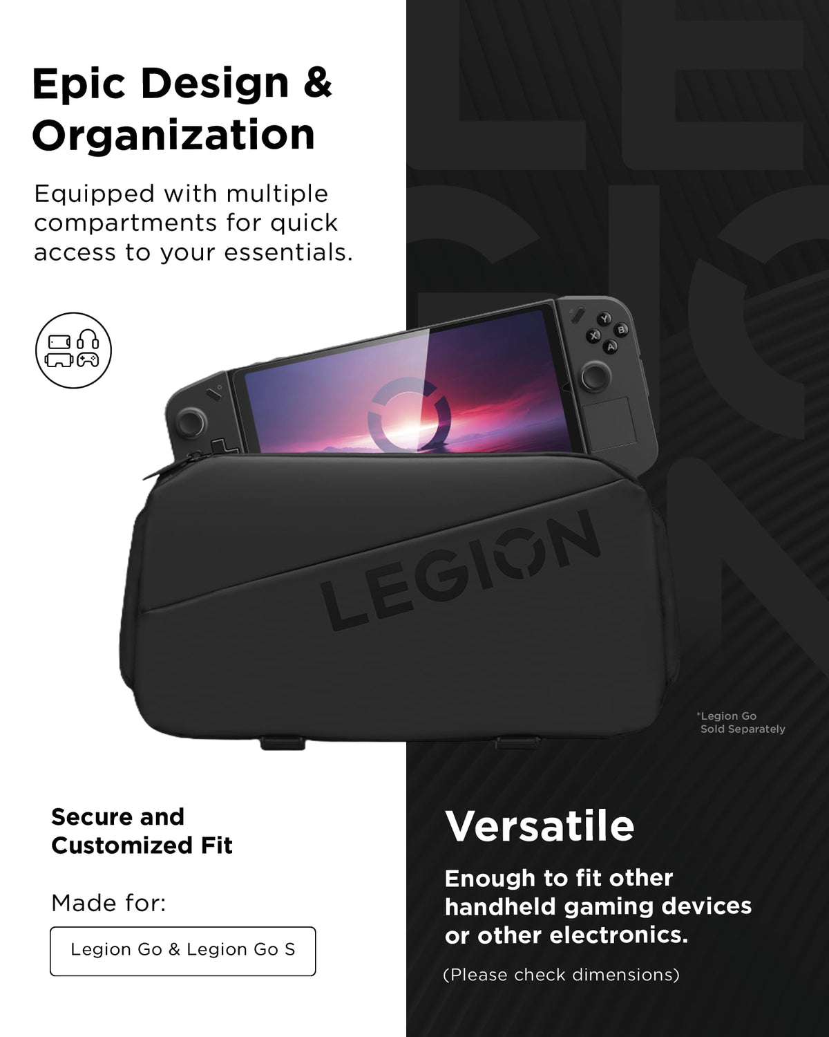 Lenovo Legion Geantă de umăr | Legion Sling Bag | Potrivit pentru Legion Go și Legion Go2 | Negru - GX41S14777