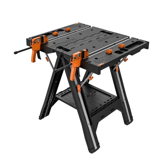 WORX PEGASUS WX051 mobile multifunctional workbench - high-quality foldable work table for the workshop, max. load 450kg - including quick clamping device - high stability & large work surface