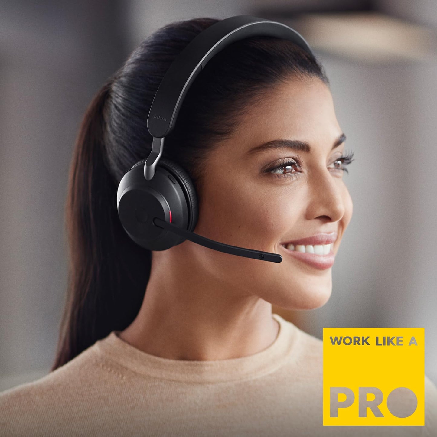 Jabra Evolve2 65 Wireless PC Headset – Noise Canceling UC Certified Stereo Headphones with Long-Lasting Battery – USB-A Bluetooth Adapter – Black - 26599-989-999